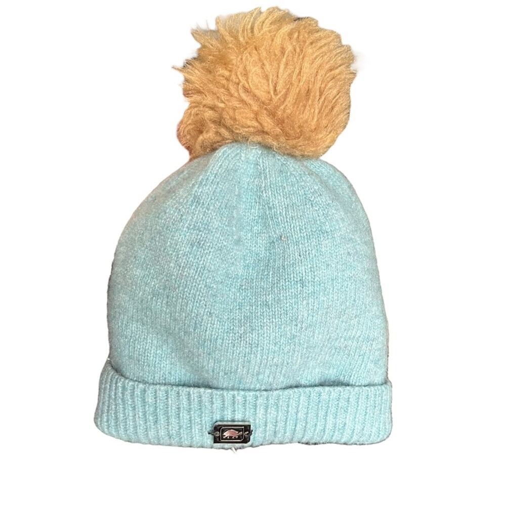 Turtle Fur Lambswool Ice Blue Fleece Lined Pom Beanie Winter Hat Adult One Size